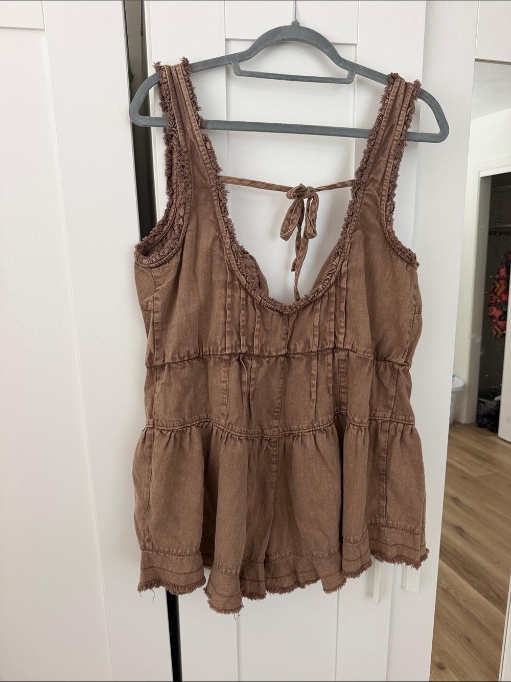 We The Free Brown Sleeveless Ruffled Romper - Picture 2 of 2